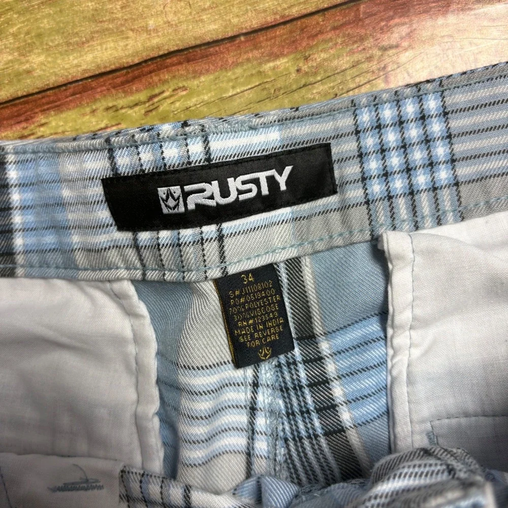 VTG 00s Rusty Plaid Skater Sleaze Walkshorts Men's Size 34 Y2K Grunge Surf Indie
